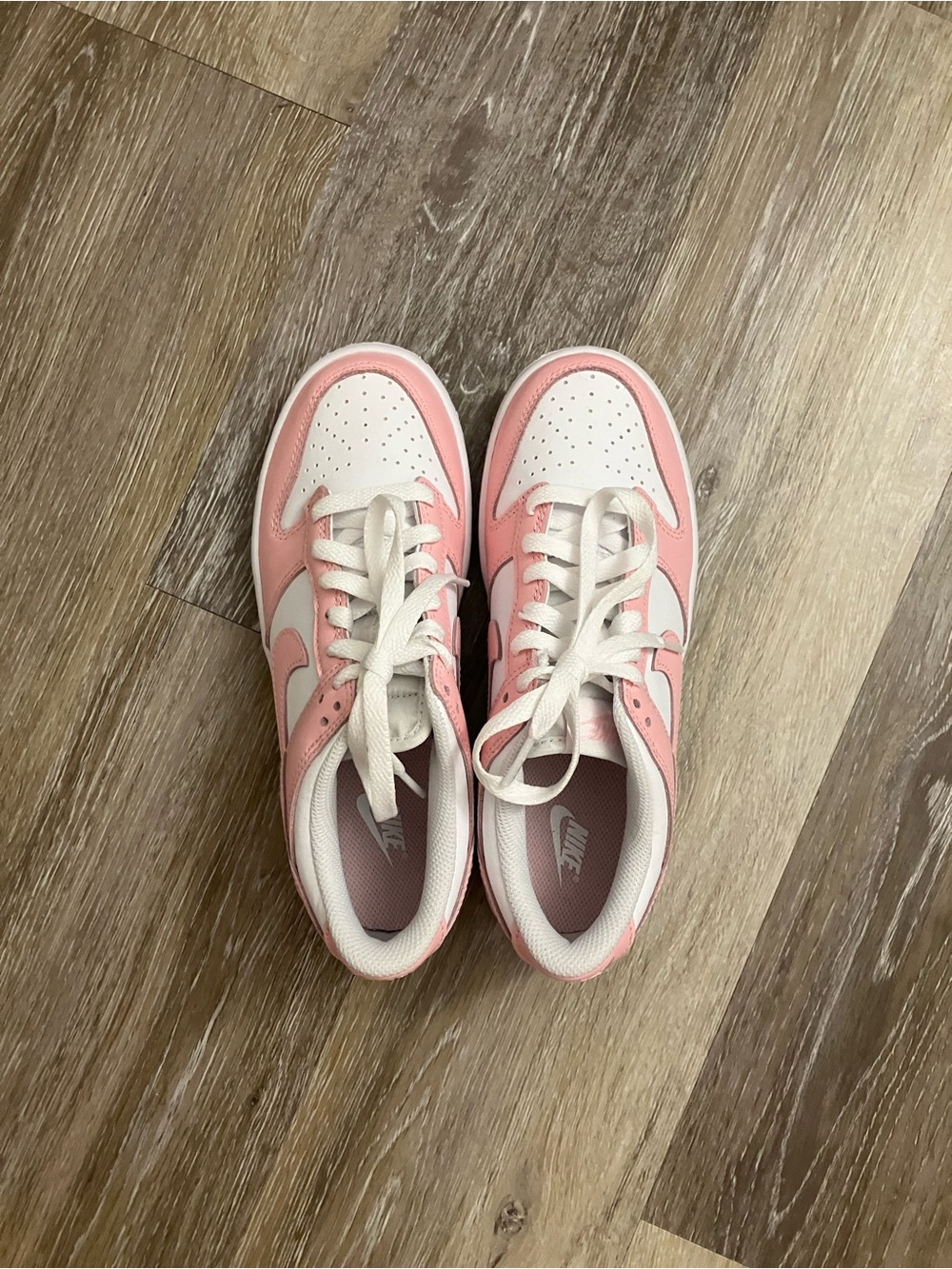 Nike Women/Kids Pink and White Low-Top Sneakers — Casual Athletic Shoes